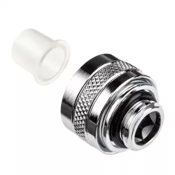 Fiting Alphacool 17470 – mosadzno-chrómový fiting pre PC vodné chladenie, výška 20 mm, hmotnosť 23 g