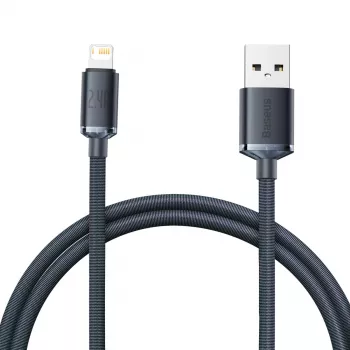 Baseus Crystal Shine kábel USB na Lightning, 2,4 A, 1,2 m (čierny)