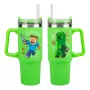 Paladone Minecraft Green 900ml izolovaný pohár so slamkou