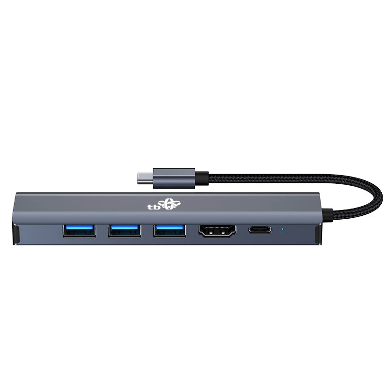 Adaptér HUB USB C 6in1 - HDMI, USBx3, PD, RJ-45