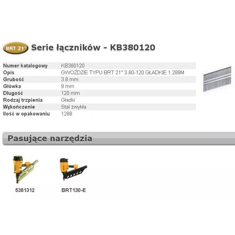 Klince Bostitch BRT 3.8 x 120 mm, 1 288 ks (KB380120) pre rámové a stavebné práce