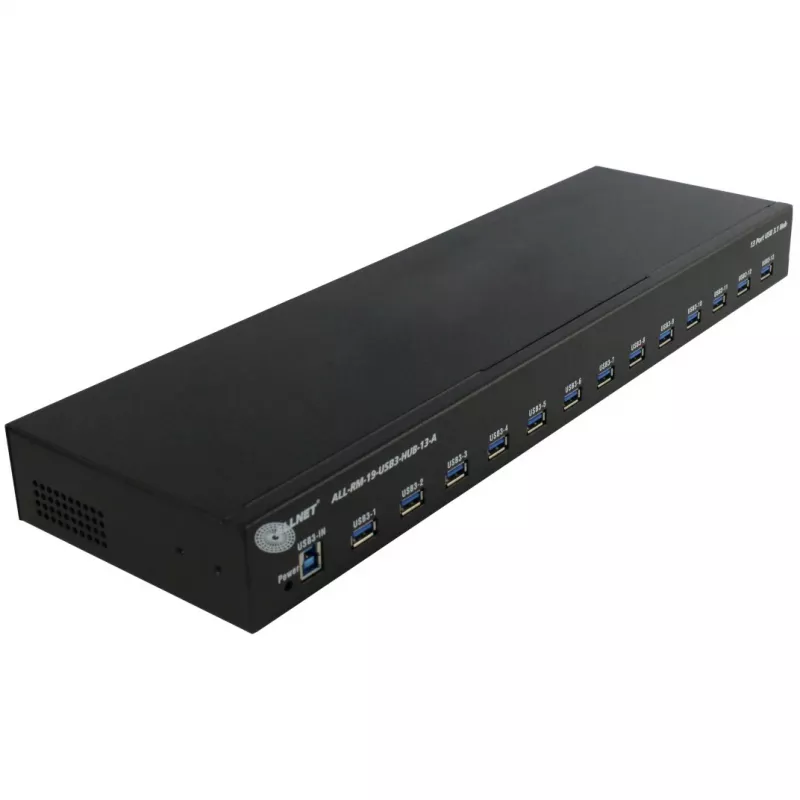 USB hub ALLNET ALL-RM-19-USB3-HUB-13-A – 13-portový USB 3.0 rackový hub, 48,30 cm