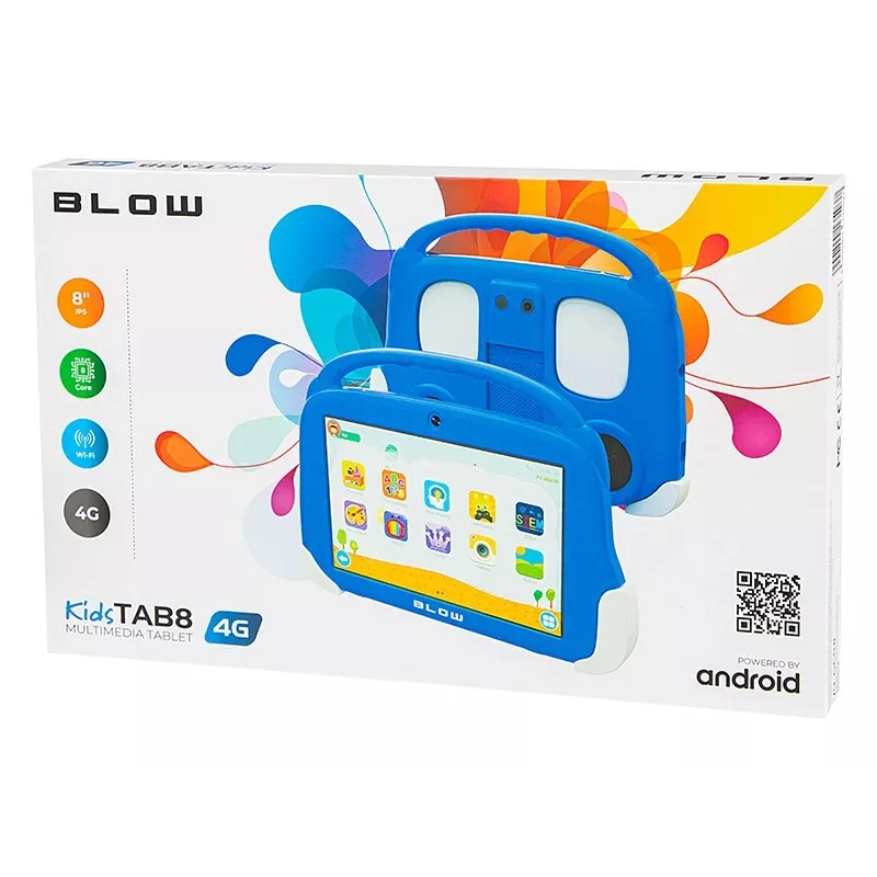 BLOW KidsTAB8 4G tablet, 8 palcov 1280x800, osemjadrový T606 1,6 GHz, 4 GB RAM, 64 GB, Android 12, LTE, microSD, s puzdrom, modrý