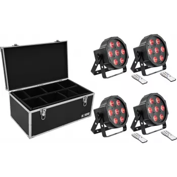 LED podlahový reflektor set EUROLITE SLS-7 HCL 4x s transportným case TDV-1