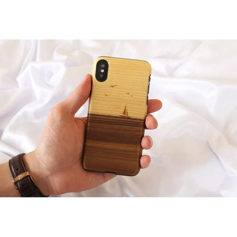 Puzdro na smartphone man and wood pre iPhone X/XS – model mare, čierna