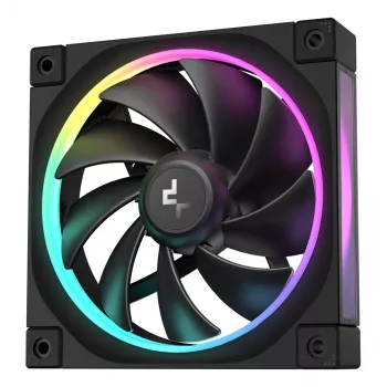 Skriňový ventilátor DeepCool FL12 120 mm, PWM, 500–2150 ot/min, 55 CFM, 2,82 mmH2O, FDB, Multi-LED, čierny