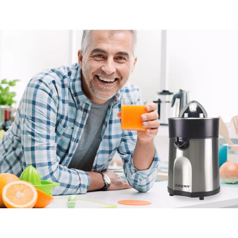 Beper P102EST001 elektrický lis na citrusy 85 W nerezová oceľ