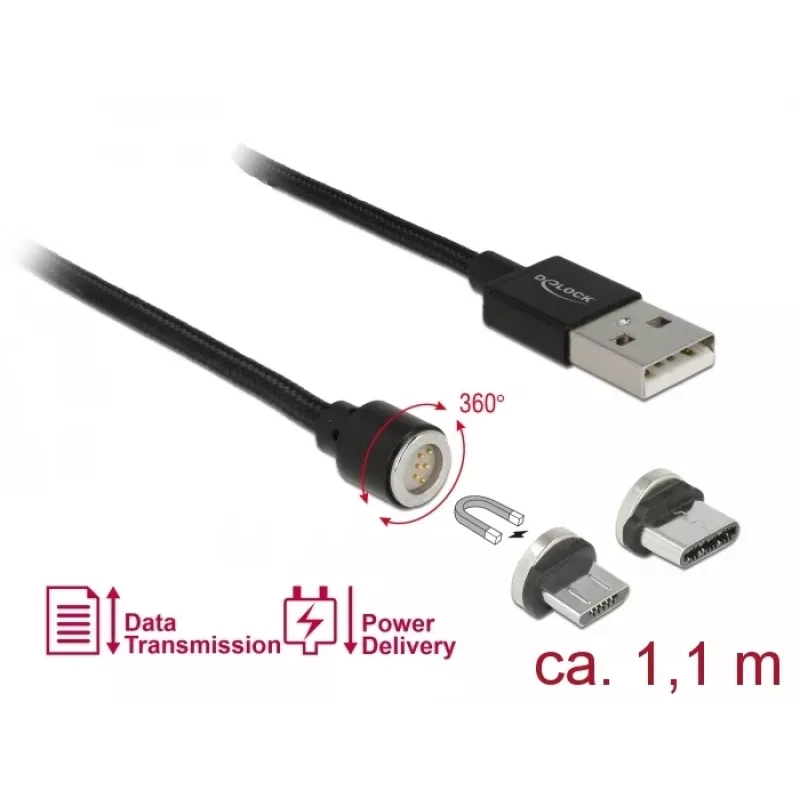 USB kábel DeLOCK 85723 USB 2.0 1,1 m USB A USB C/Micro-USB B čierny