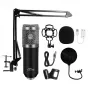 PC mikrofón MEDIA-TECH MT397S — káblový, vstup XLR, 20–20000 Hz, 150 Ω, -32 dB, 2,4 m kábel, stojan na stôl, čierny