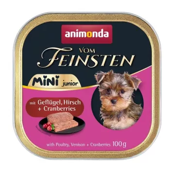 Mokré krmivo pre psov animonda Vom Feinsten Mini Junior — hydina a divina s brusnicami, 100 g