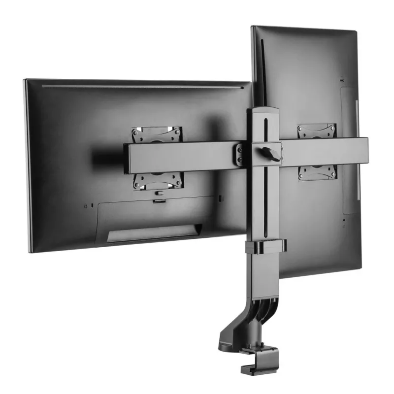 Držiak monitora MACLEAN MC-854 pre dva monitory 17–27 inch VESA 75x75 / 100x100, dvojramenný stolový držiak