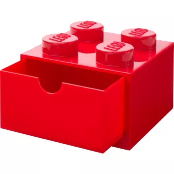 LEGO zásuvka na stôl 4, úložná krabica červená, výstupky