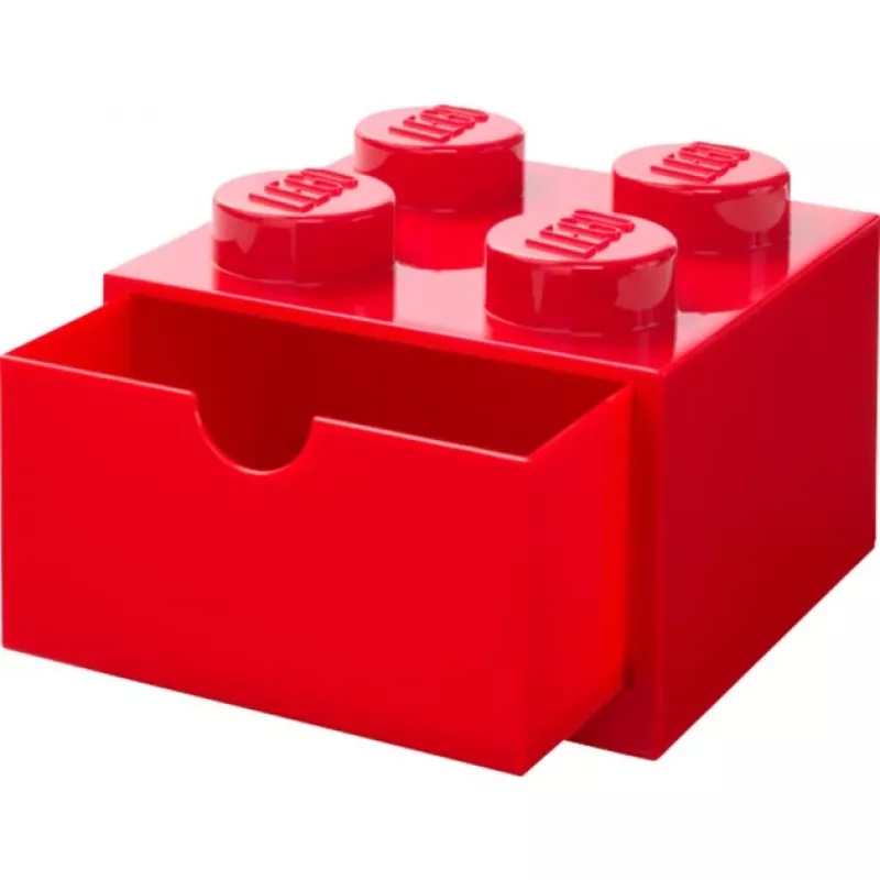 LEGO zásuvka na stôl 4, úložná krabica červená, výstupky