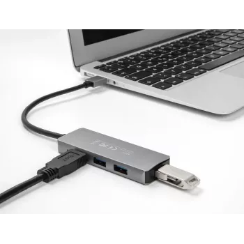 DeLOCK 63171 USB Hub 3.2 Gen 1 Type-A 5000 Mbit/s sivý