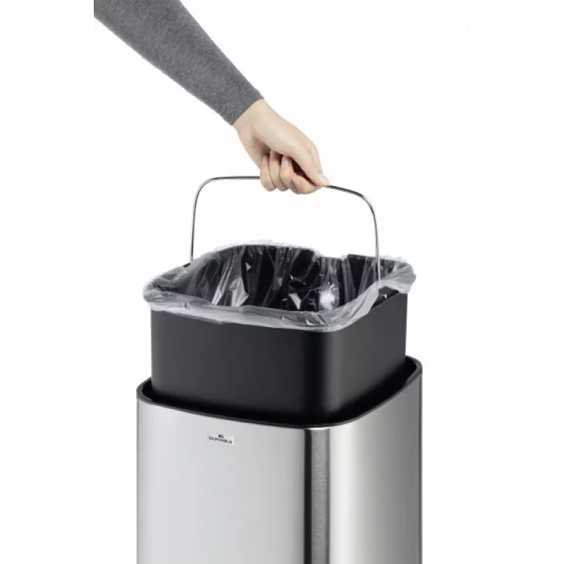 Obdĺžnikový odpadkový kôš Durable NO TOUCH 35L nerez čierny strieborný