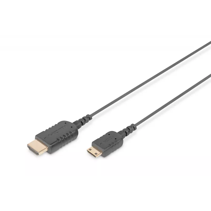 DIGITUS HDMI High Speed Connection Cable – HDMI kábel – HDMI samec na 19 pin mini HDMI Type C samec – 2,0m – dvojitá izolácia – čierna – geform