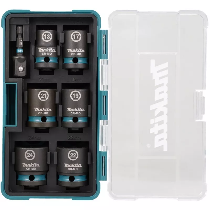 Makita E-16592 nástrčné kľúče pre rázový uťahovač sada nástrčných kľúčov čierna, tyrkysová