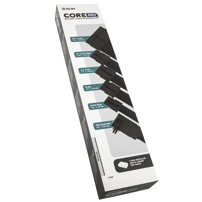 Sada predlžovacích káblov Kolink Core Pro COREPRO-EK-12VT2-BLK 12V 2x6-Pin čierna