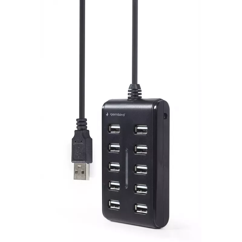 USB hub Gembird UHB-U2P10P-01 — 10-portový USB 2.0 hub
