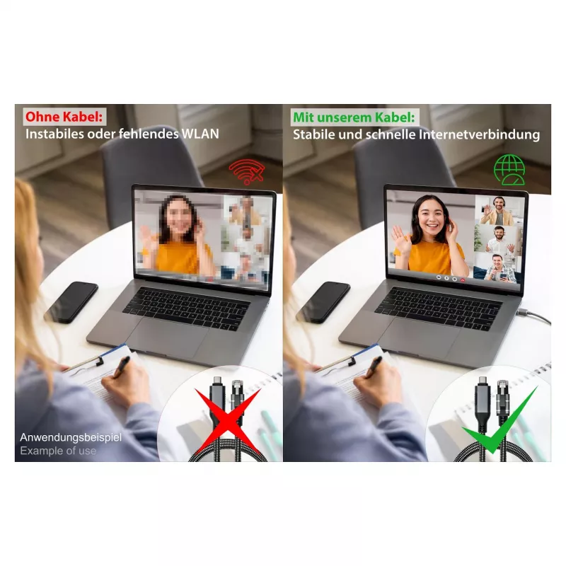 Good Connections Ethernet kábel USB-C RJ45, antracit, 2,0 m