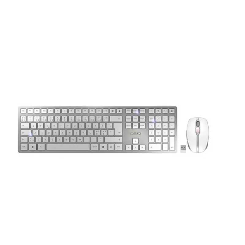 CHERRY DW 9100 tenká klávesnica myš súčasťou univerzálna RF Wireless + Bluetooth Nordic strieborná