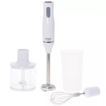 Adler AD 4620 súprava ručného mixéra, 800 W, 2 rýchlosti, sekáčik 450 ml, nádoba 750 ml, metla, biely