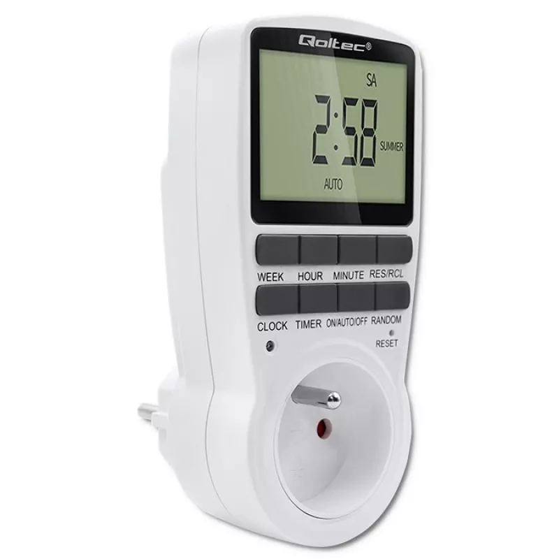 Elektronický časovač QOLTEC PC0628 s LCD displejom, 24-hodinové odpočítavanie