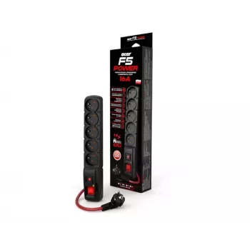 ACAR F5 POWER čierny 5 AC zásuviek 230 V 3 m