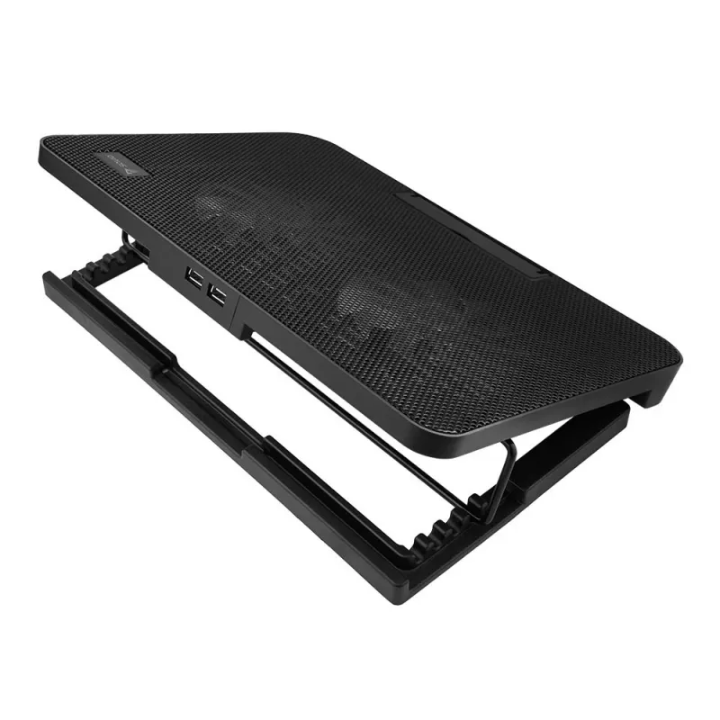 Chladiaca podložka pod notebook SAVIO COS-02, 2 ventilátory 14 cm, napájaná cez USB, do 17,3 palca, čierna