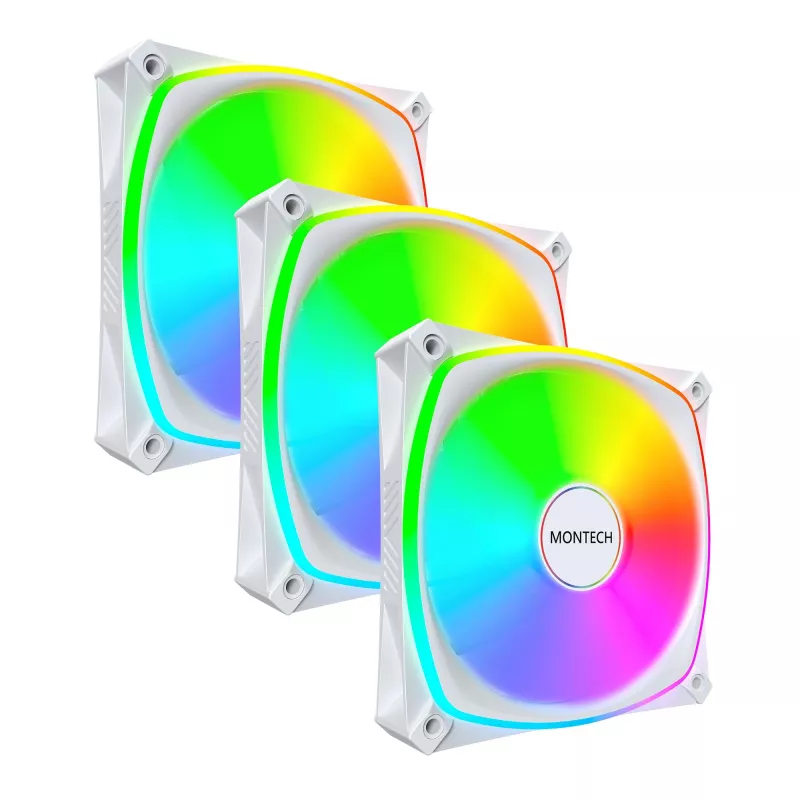 MONTECH RX120 PRO biely 120mm ARGB Reverse Blade balenie 3 ks