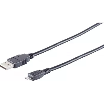 USB kábel S/CONN 14-11045 3m USB A Micro-USB B čierny