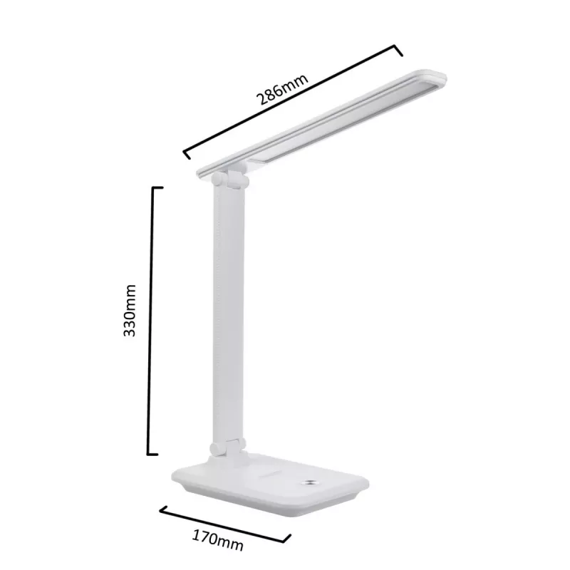 LED stolová lampa MACLEAN MCE614W 9 W, biela, nastaviteľný sklon a stmievateľná