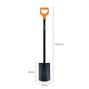 Rýľ Fiskars 131403 — Fiskars záhradná lopatka model 131403, oceľová čepeľ, drevená rukoväť