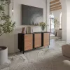 Komoda Cama Meble VOLARE 151 x 39 x 75 cm, čierna/oriešok, drevotrieska