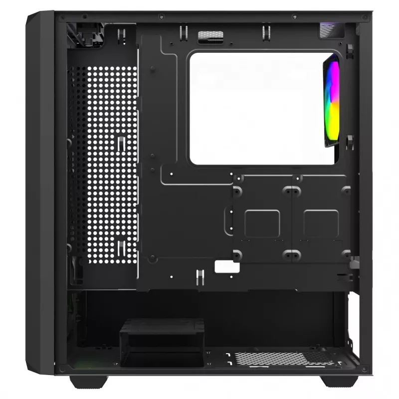 Savio Noctis Glass RGB Cube počítačová skriňa, ATX/Micro-ATX/Mini-ITX, predná strana z tvrdeného skla, RGB ventilátory, čierna