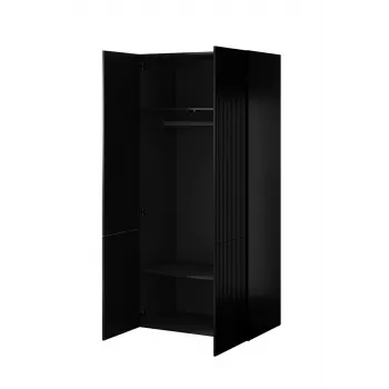 Šatníková skriňa cama meble PAFOS 2D 90×55,5×198,5 cm čierna matná — 2 police