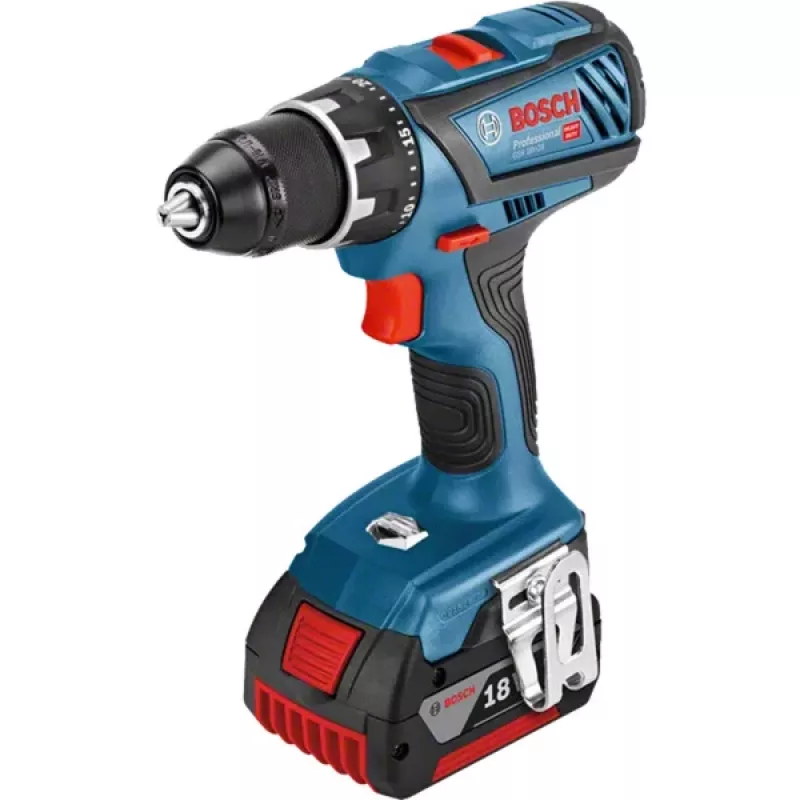Akumulátorový vŕtací skrutkovač Bosch GSR 18V-28 so systémom 18V a 2×3,0 Ah batériami