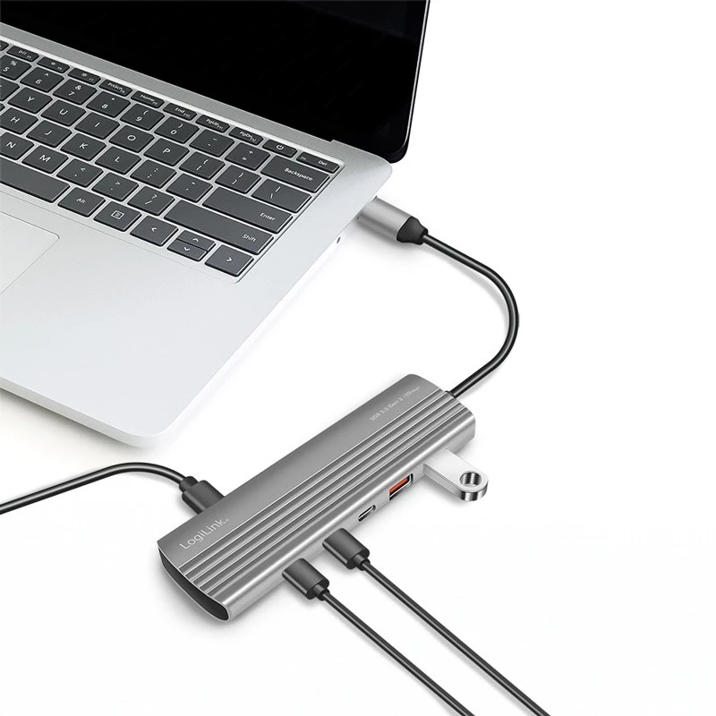 LogiLink USB 3.2 Gen2 hub 4+1-port 2x USB-A 2x USB-C PD 100W hliník