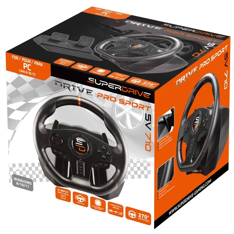 Subsonic SA5595-PC herný ovládač čierny USB volant + pedále