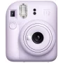 Instantná kamera Fujifilm Instax Mini 12 fialová — obrázok 86×54 mm, film 62×46 mm, ohnisková vzdialenosť 60 mm