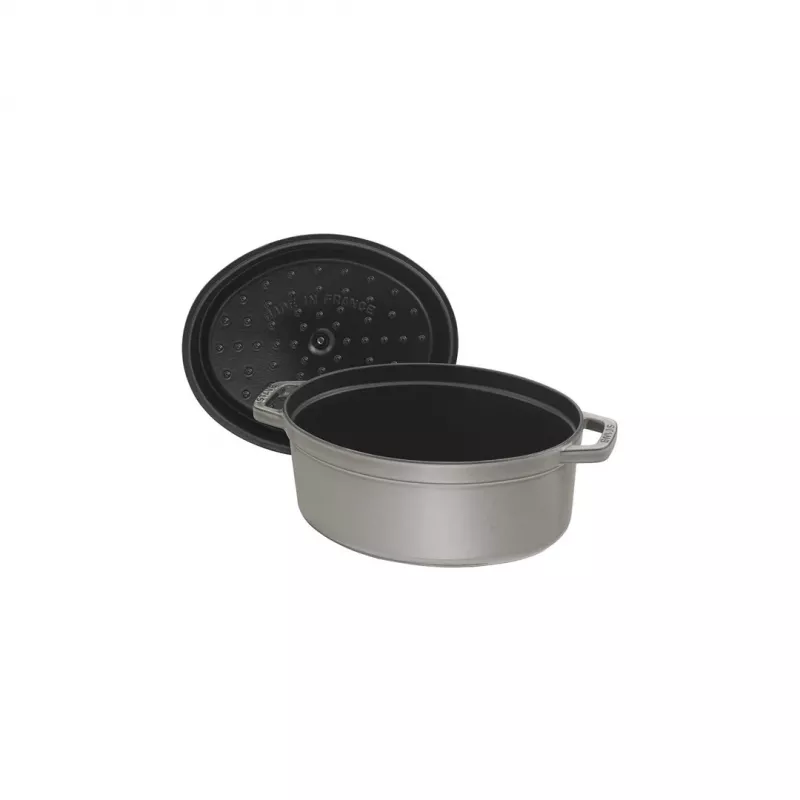 Oválna kokota z liatiny Staub 29 cm, grafitovo sivá