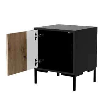 Nočný stolík Cama Meble MERCI 44x40x52,5 cm, čierna a dub, MDF/drevotrieska, balenie 2 ks