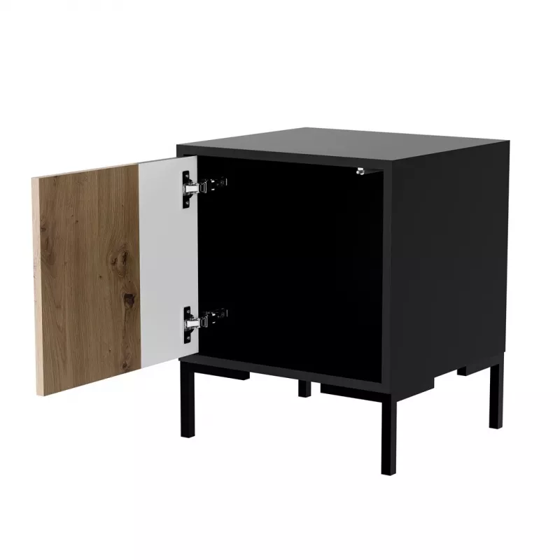 Nočný stolík Cama Meble MERCI 44x40x52,5 cm, čierny a dub, MDF/drevotrieska, balenie 2 ks