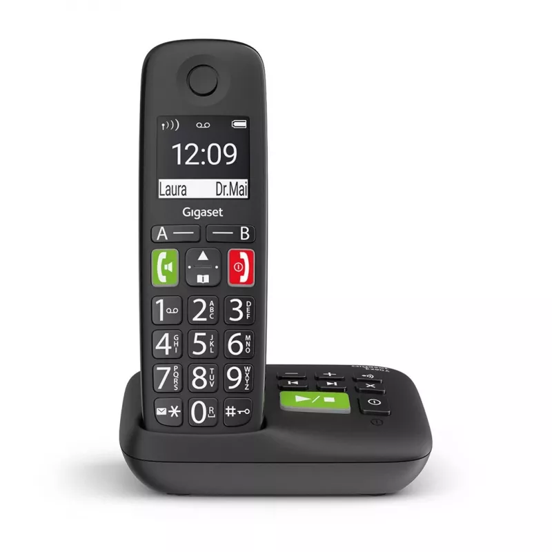 Gigaset E290A analógový/DECT telefón s identifikáciou volajúceho čierny