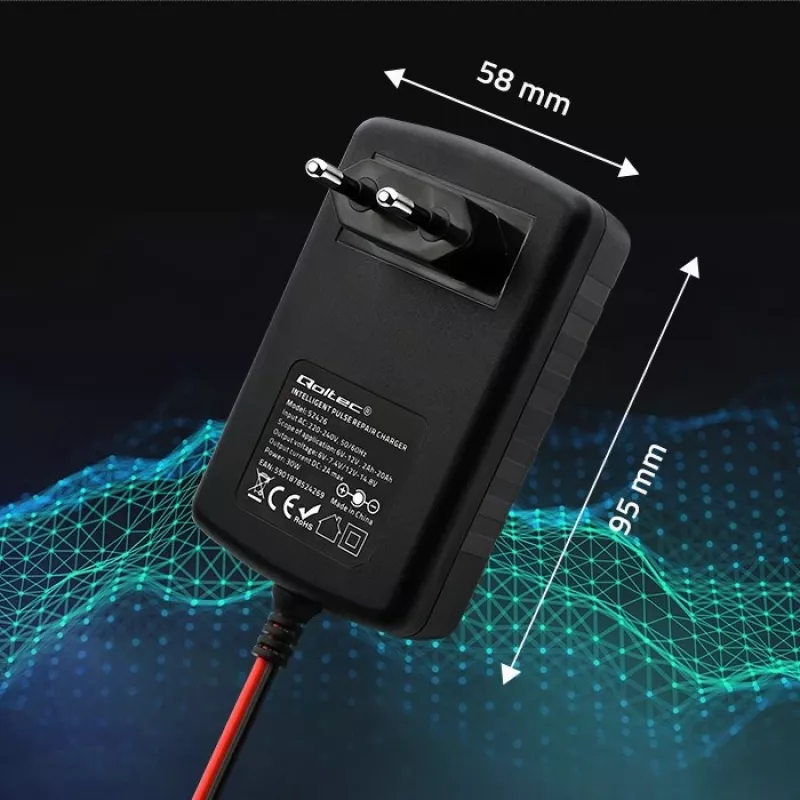 Nabíjačka batérií QOLTEC 52426 pre AGM-/GEL-/štandardné batérie 6V/12V 2A s LED indikátorom