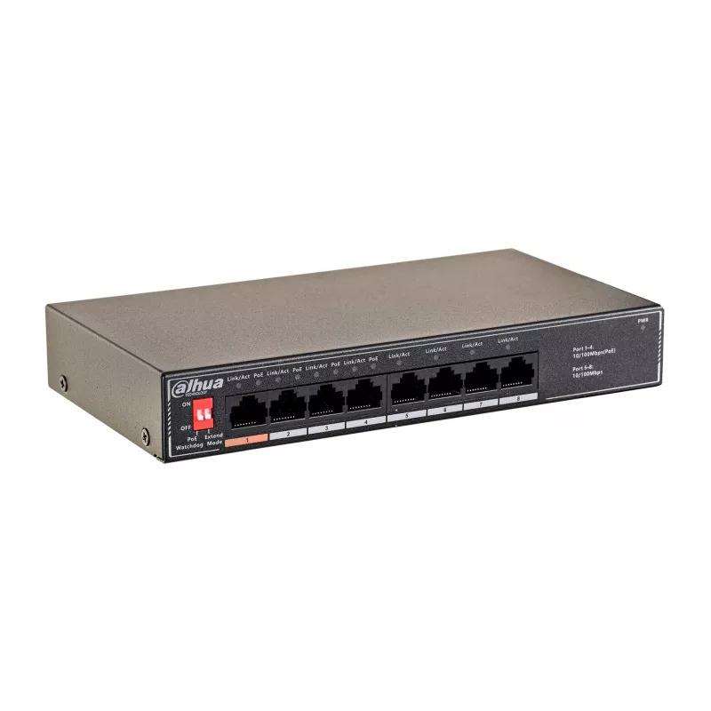 Dahua Technology PoE SF1008LP Unmanaged L2 Fast Ethernet (10/100) Power over Ethernet (PoE) čierna