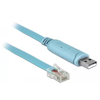 Delock adaptér USB 2.0 Type-A konektor samec na sériový RS-232 RJ45 konektor samec 2 m modrý