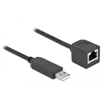 Sériový spojovací kábel DeLOCK 64163 USB 2.0 Type-A na RS-232 RJ45 50 cm čierny