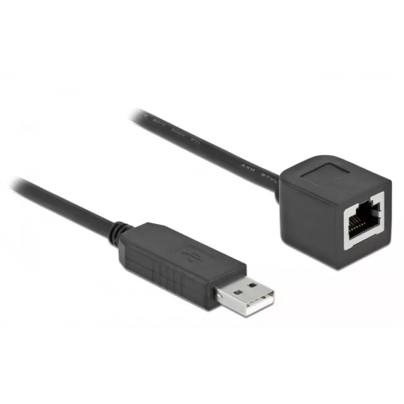 Sériový spojovací kábel DeLOCK 64163 USB 2.0 Type-A na RS-232 RJ45 50 cm čierny