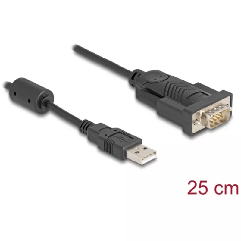 DeLOCK adaptér USB 2.0 Type-A na sériový RS-232 D-Sub 9-pinový konektor samec 0,25 m